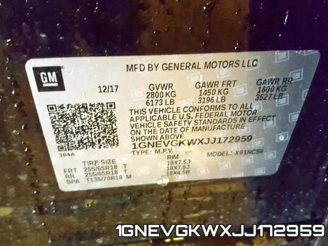 1GNEVGKWXJJ172959 фото 2