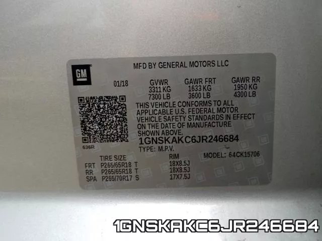 1GNSKAKC6JR246684 фото 2