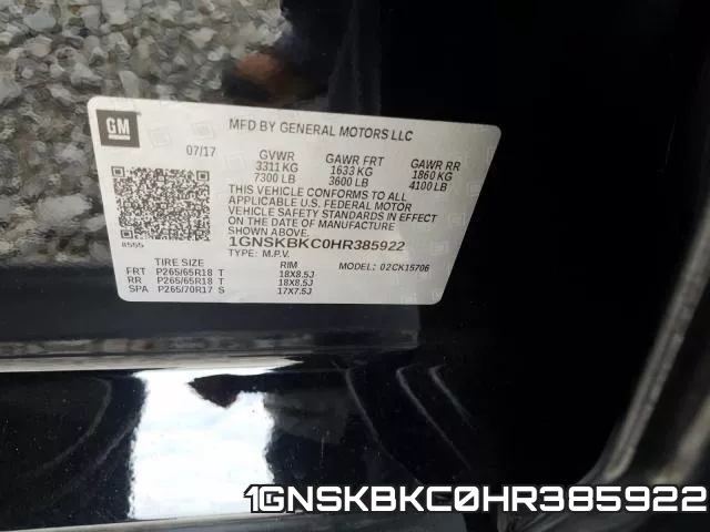 1GNSKBKC0HR385922 фото 2