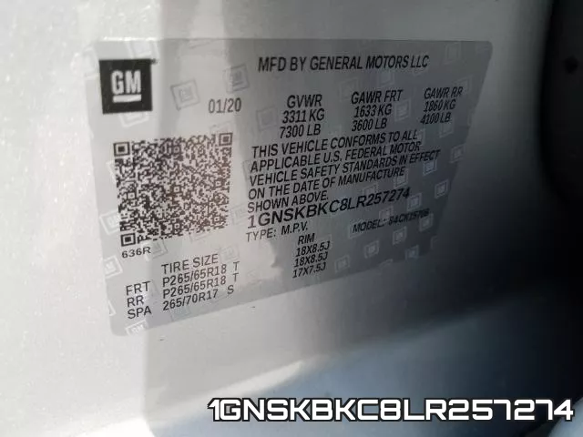 1GNSKBKC8LR257274 фото 2