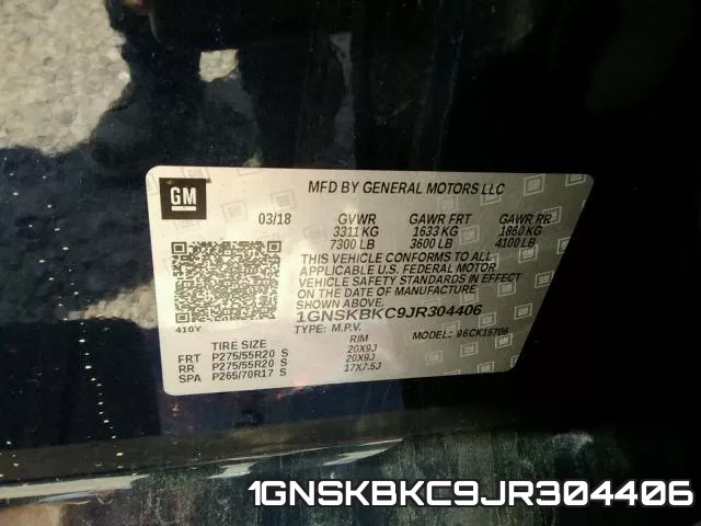 1GNSKBKC9JR304406 фото 2