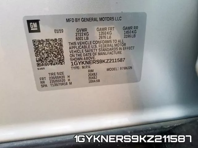 1GYKNERS9KZ211587 фото 2