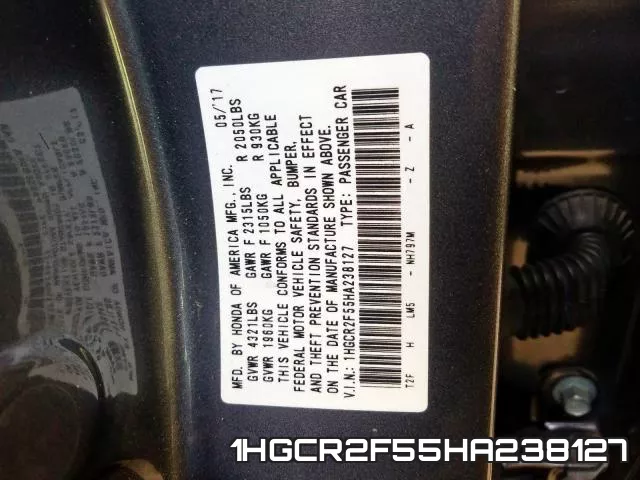 1HGCR2F55HA238127 фото 2