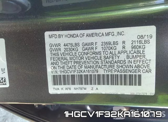 1HGCV1F32KA161079 фото 10
