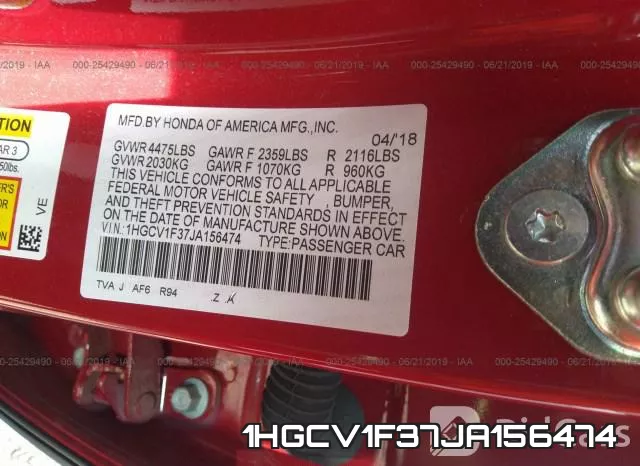 1HGCV1F37JA156474 фото 10