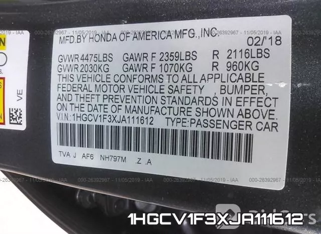 1HGCV1F3XJA111612 фото 10