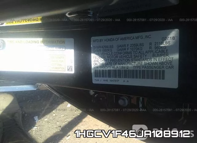 1HGCV1F46JA108912 фото 10
