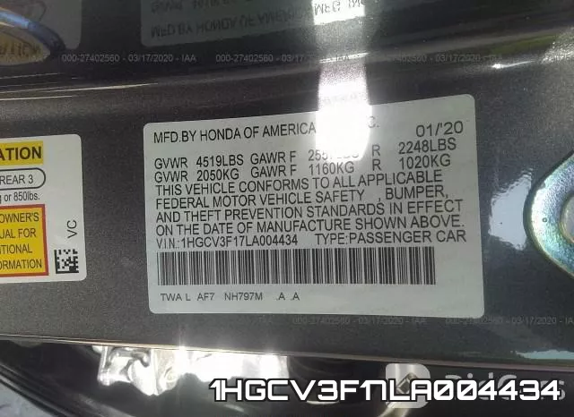 1HGCV3F17LA004434 фото 10