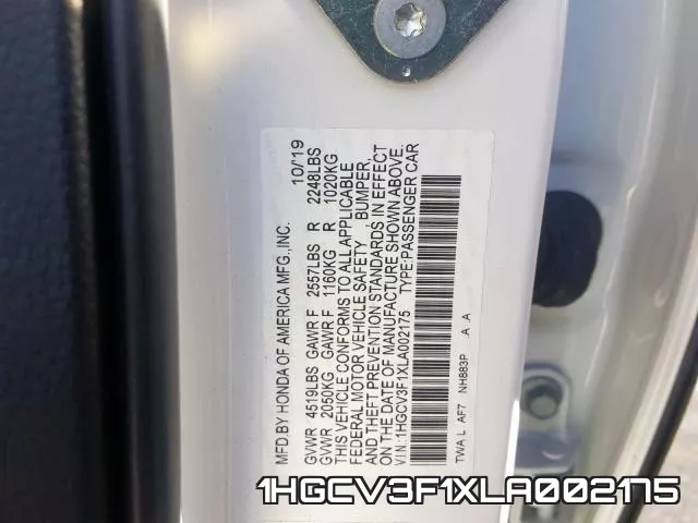 1HGCV3F1XLA002175 фото 2