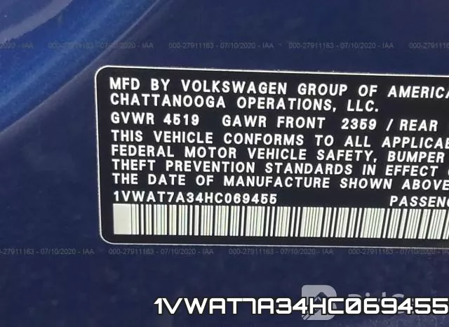1VWAT7A34HC069455 фото 10