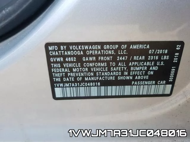 1VWJM7A31JC048016 фото 2