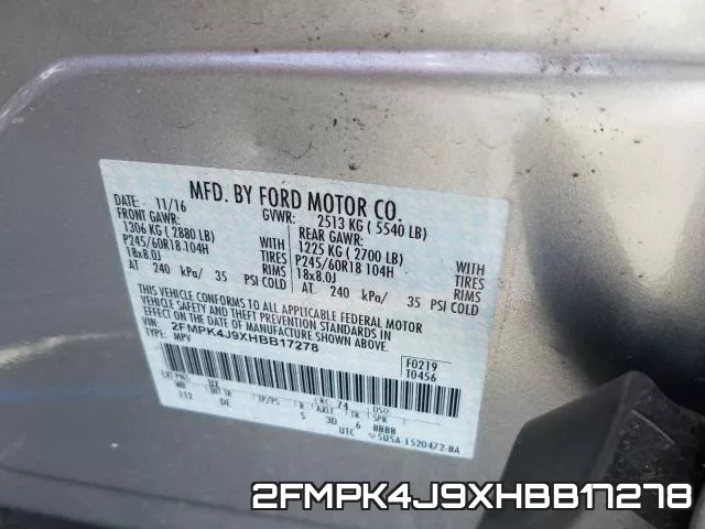 2FMPK4J9XHBB17278 фото 2