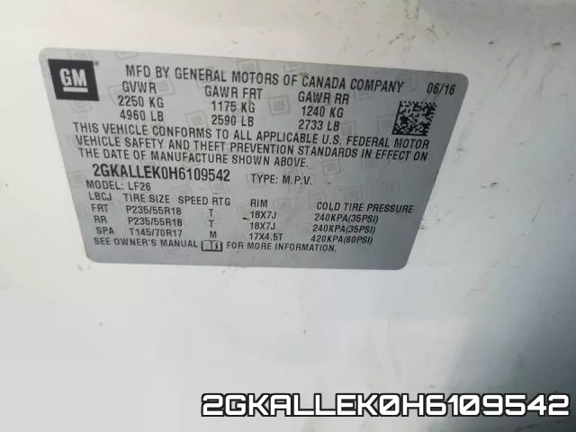 2GKALLEK0H6109542 фото 2