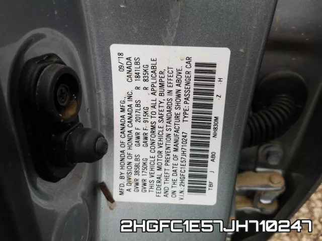 2HGFC1E57JH710247 фото 2