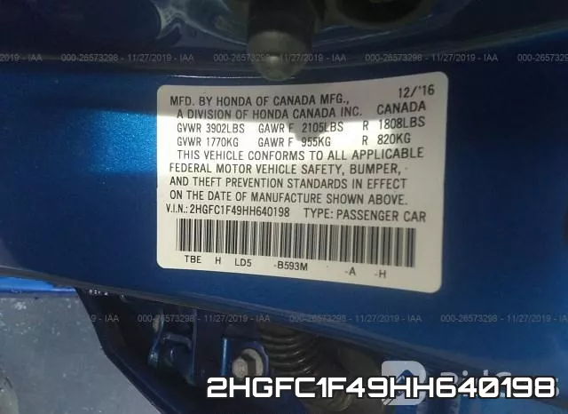 2HGFC1F49HH640198 фото 10