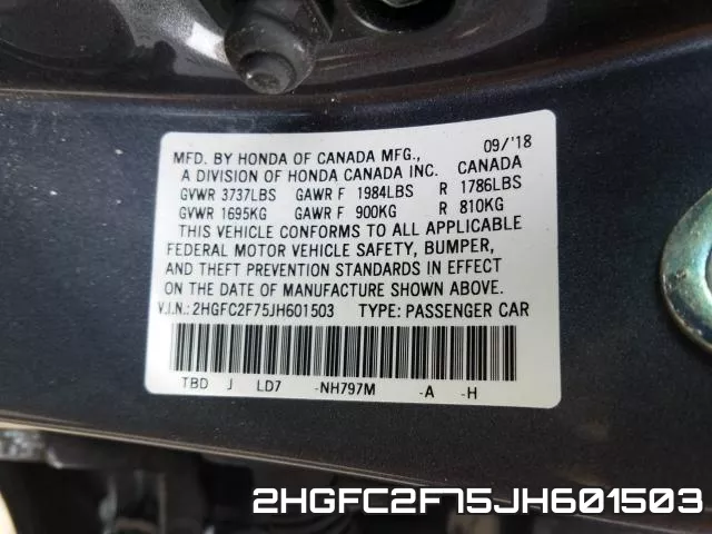 2HGFC2F75JH601503 фото 2