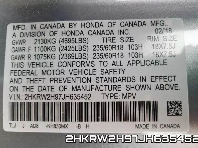 2HKRW2H97JH635452 фото 2