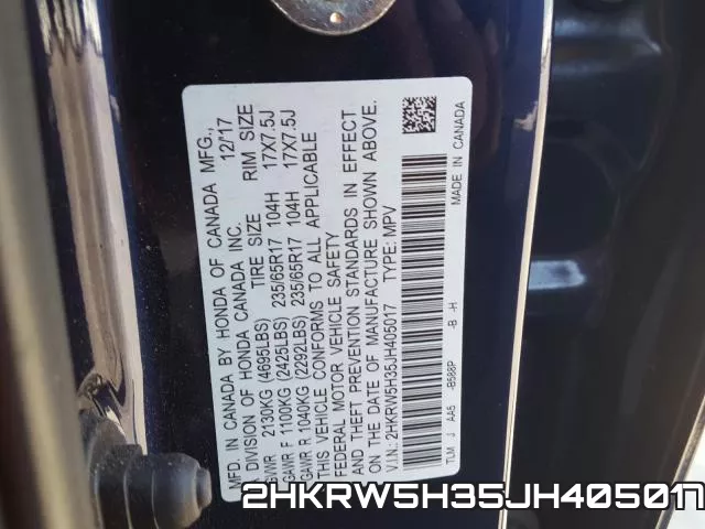 2HKRW5H35JH405017 фото 2