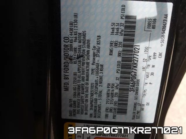 3FA6P0G77KR277021 фото 2