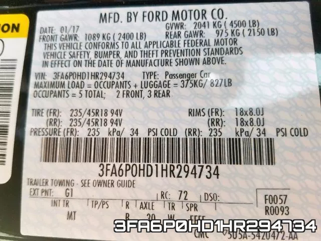 3FA6P0HD1HR294734 фото 2