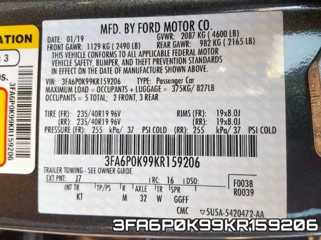 3FA6P0K99KR159206 фото 2