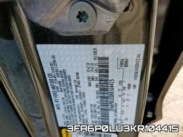 3FA6P0LU3KR104415 фото 2