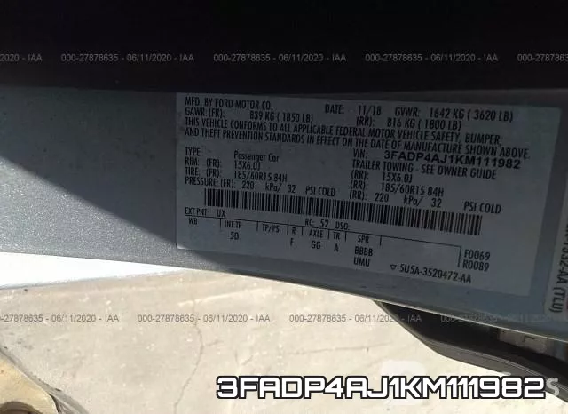 3FADP4AJ1KM111982 фото 10