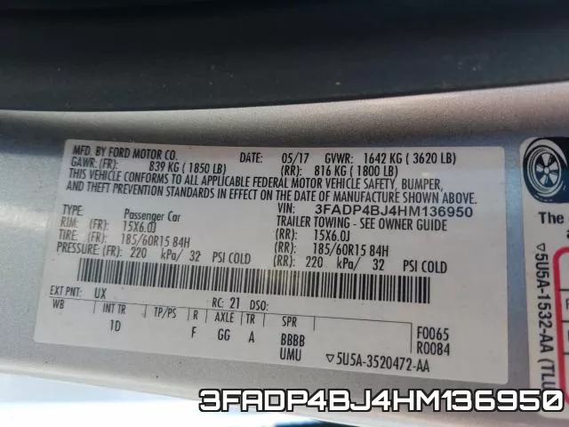 3FADP4BJ4HM136950 фото 2