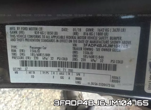 3FADP4BJ6JM104765 фото 10