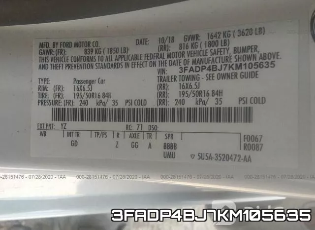 3FADP4BJ7KM105635 фото 10