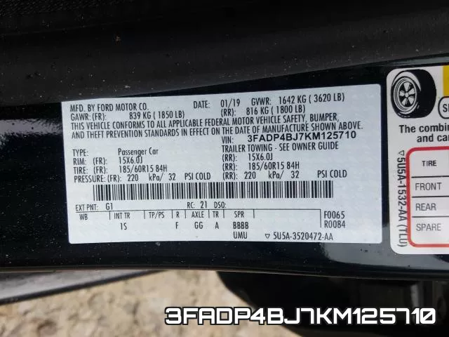 3FADP4BJ7KM125710 фото 2