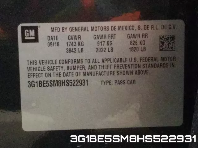3G1BE5SM8HS522931 фото 2