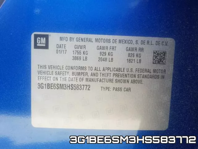 3G1BE6SM3HS583772 фото 2