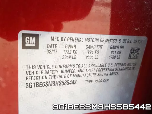 3G1BE6SM3HS585442 фото 2
