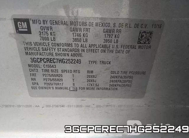 3GCPCREC7HG252249 фото 10