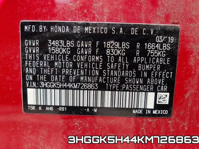 3HGGK5H44KM726863 фото 2