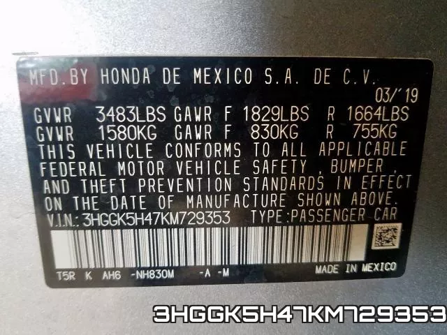 3HGGK5H47KM729353 фото 2