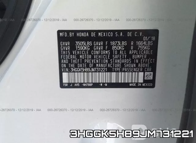 3HGGK5H89JM731221 фото 10