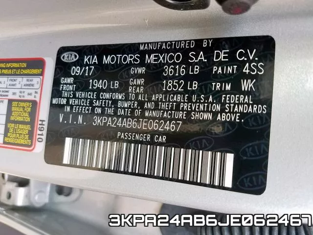 3KPA24AB6JE062467 фото 2