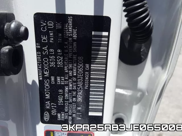 3KPA25AB3JE065008 фото 2