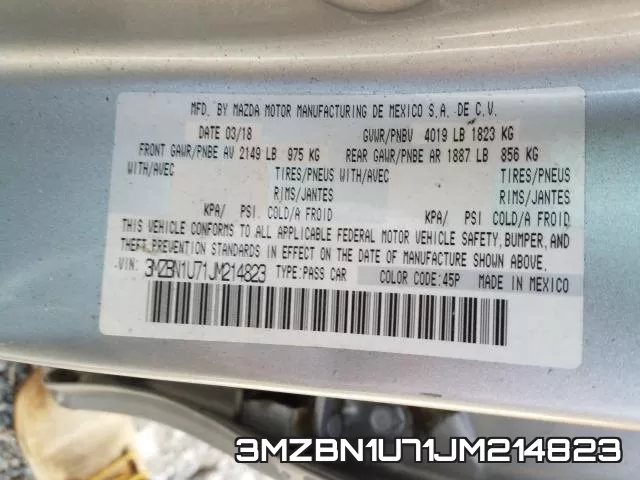 3MZBN1U71JM214823 фото 2