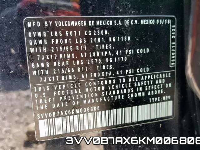 3VV0B7AX6KM006806 фото 2