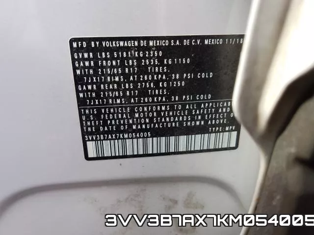 3VV3B7AX7KM054005 фото 2