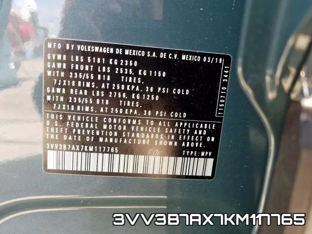 3VV3B7AX7KM117765 фото 2
