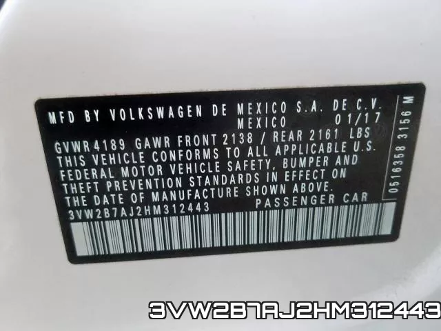 3VW2B7AJ2HM312443 фото 2