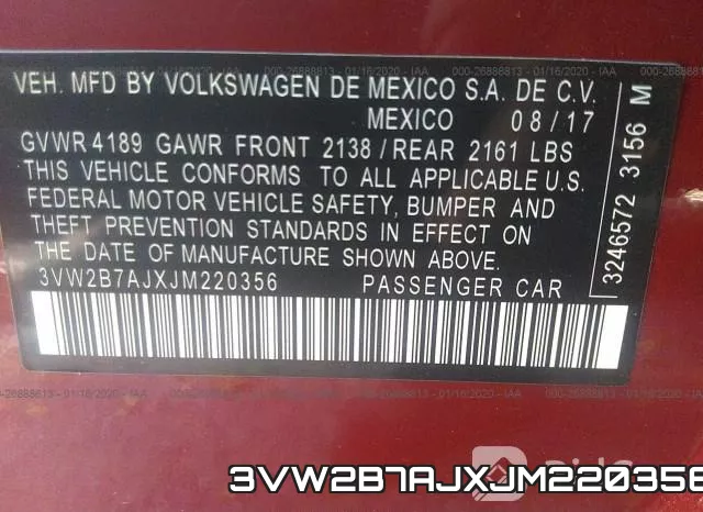3VW2B7AJXJM220356 фото 9