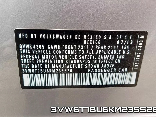 3VW6T7BU6KM235526 фото 2