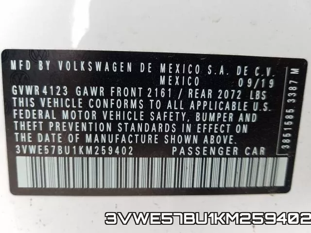 3VWE57BU1KM259402 фото 2