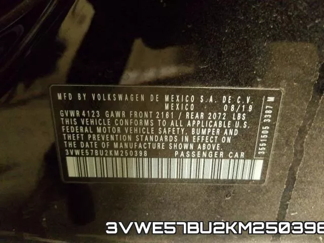 3VWE57BU2KM250398 фото 2
