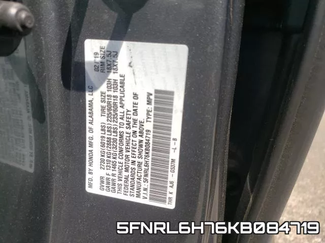 5FNRL6H76KB084719 фото 2
